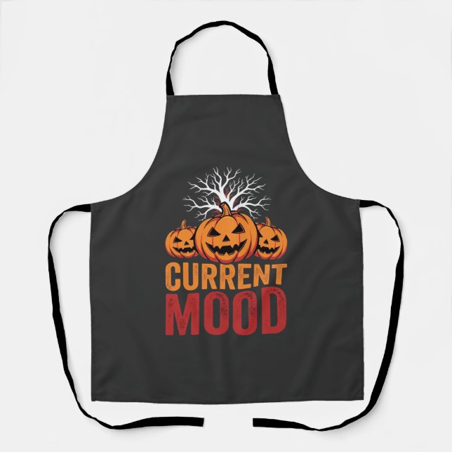 Halloween Current Mood Pumpkin Tree Design Apron (Front)