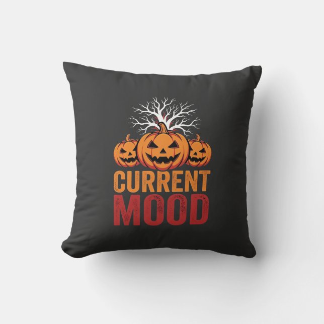 Halloween Current Mood Pumpkin Tree Design Cushion (Front)