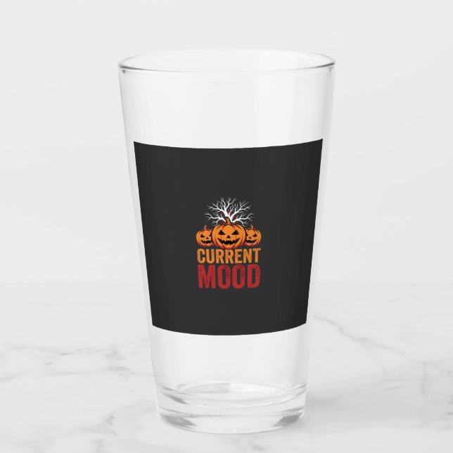 Halloween Current Mood Pumpkin Tree Design Glass (Front)