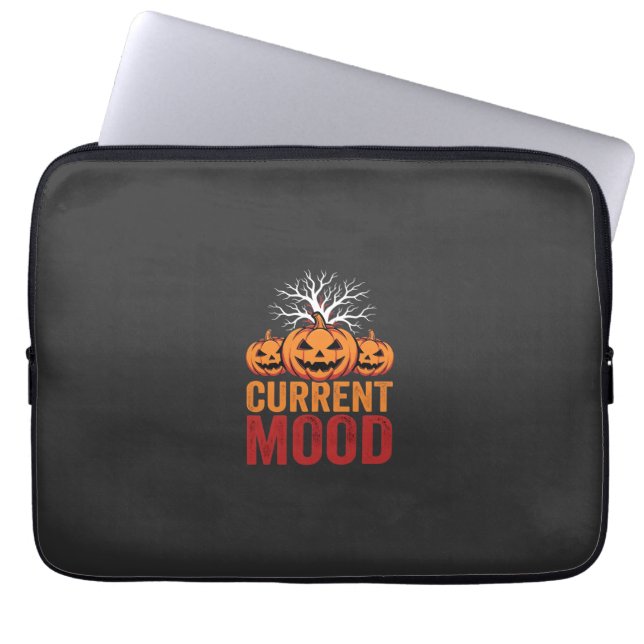 Halloween Current Mood Pumpkin Tree Design Laptop Sleeve (Front)