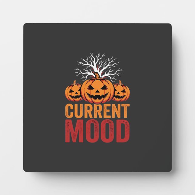 Halloween Current Mood Pumpkin Tree Design Plaque (Front)