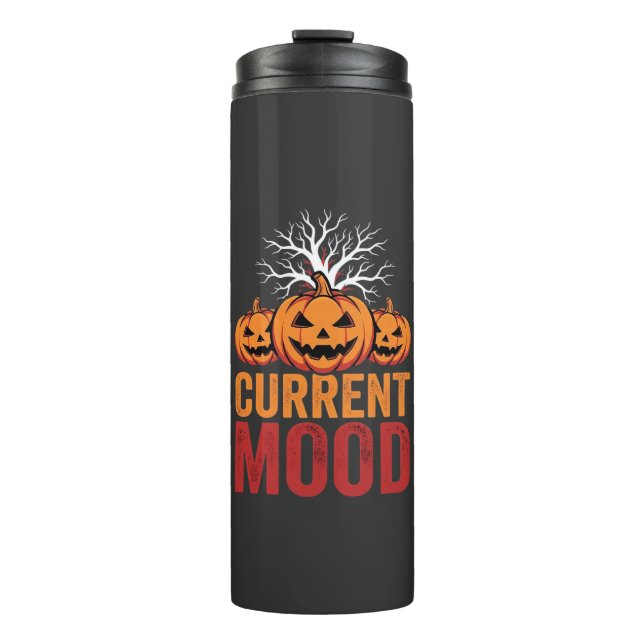 Halloween Current Mood Pumpkin Tree Design Thermal Tumbler (Front)