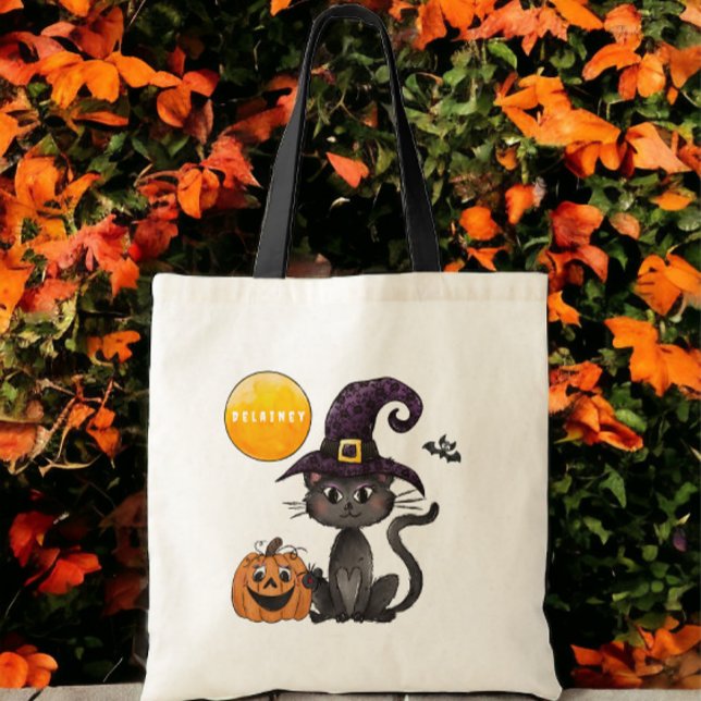 Halloween Custom Black Cat Halloween Candy Tote Bag (Creator Uploaded)
