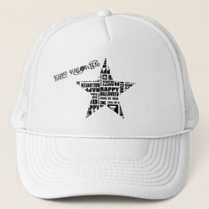 Halloween Custom Cool Whimsical Typography Black Trucker Hat