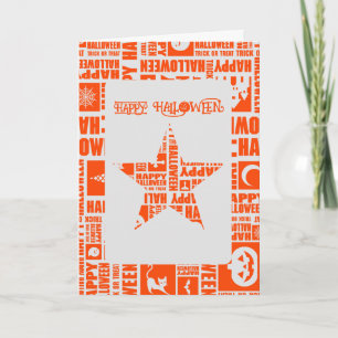 Halloween Custom Cool Whimsical Typography Orange Card