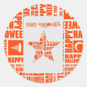 Halloween Custom Cool Whimsical Typography Orange Classic Round Sticker