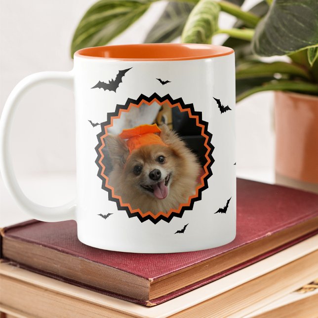 Halloween Custom Photo Happy Halloween Two-Tone Coffee Mug (Creator Uploaded)