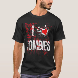 Halloween Custom T Shirt I Love Zombies Heart Shir