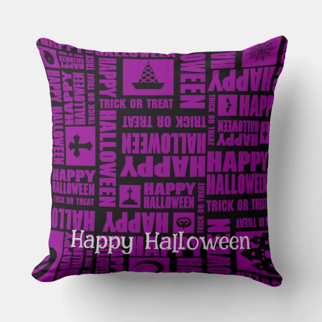 Halloween Custom Whimsical Cool Funny Purple Cushion (Front)