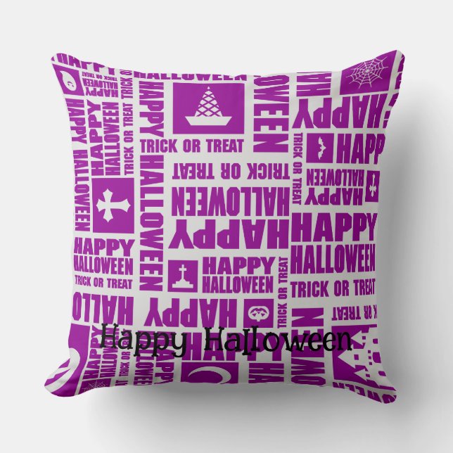 Halloween Custom Whimsical Cool Funny Purple Cushion (Front)