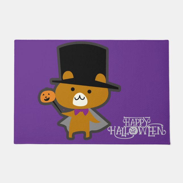 Halloween Custom Whimsical Cute Wizard Bear  Doormat (Front)