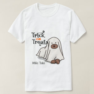 Halloween Custom Whimsical Funny Dog Ghost T-Shirt