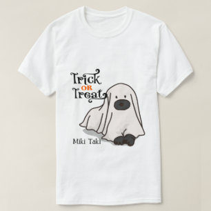 Halloween Custom Whimsical Funny Dog Ghost T-Shirt