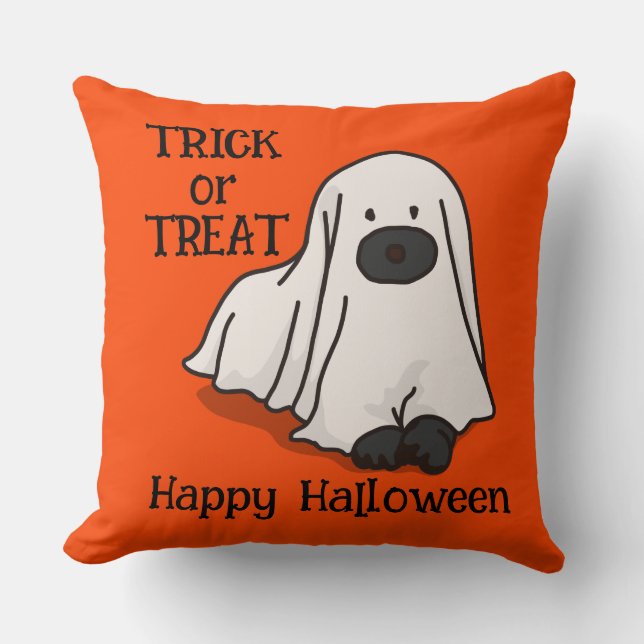 Halloween Custom Whimsical Funny Dog Orange Cushion (Front)