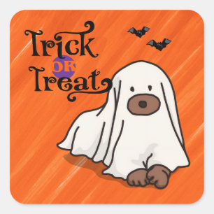 Halloween Custom Whimsical Funny Dog Orange Square Sticker