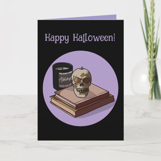 Halloween Custom Whimsical Funny Modern Purple Card (Front)
