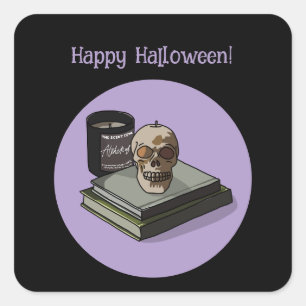 Halloween Custom Whimsical Funny Modern Purple Square Sticker