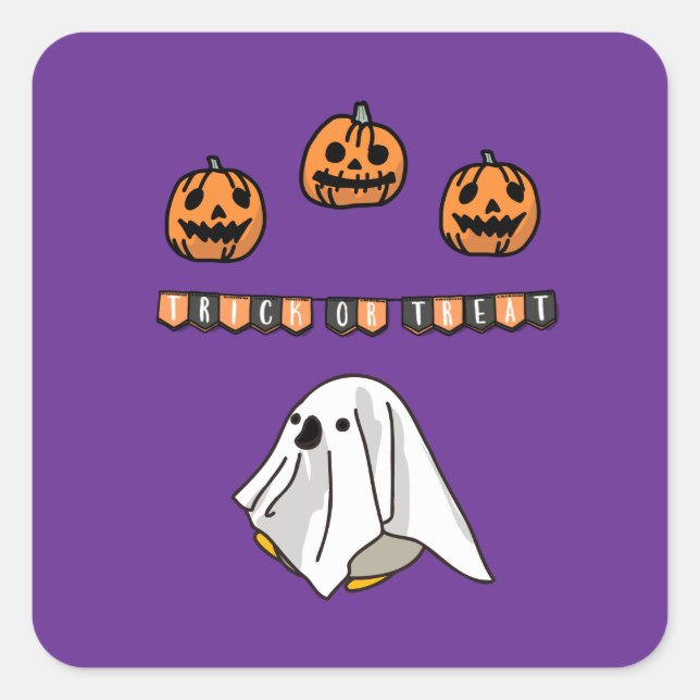 Halloween Custom Whimsical Funny Modern Purple Square Sticker (Front)