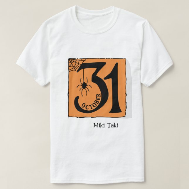 Halloween Custom Whimsical Funny Orange  T-Shirt (Design Front)