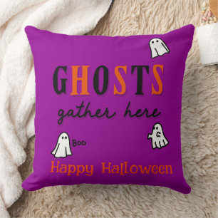 Halloween Custom Whimsical Funny Purple Ghosts Cushion
