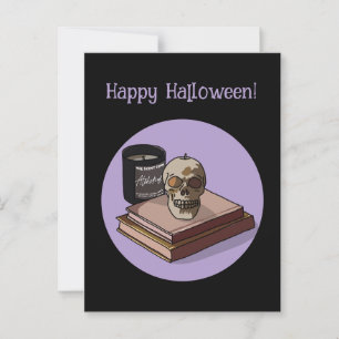 Halloween Custom Whimsical Skull Modern Purple Postcard