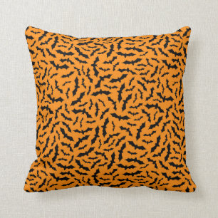 Halloween Customise Orange Bat Cotton 16"X16" Cushion