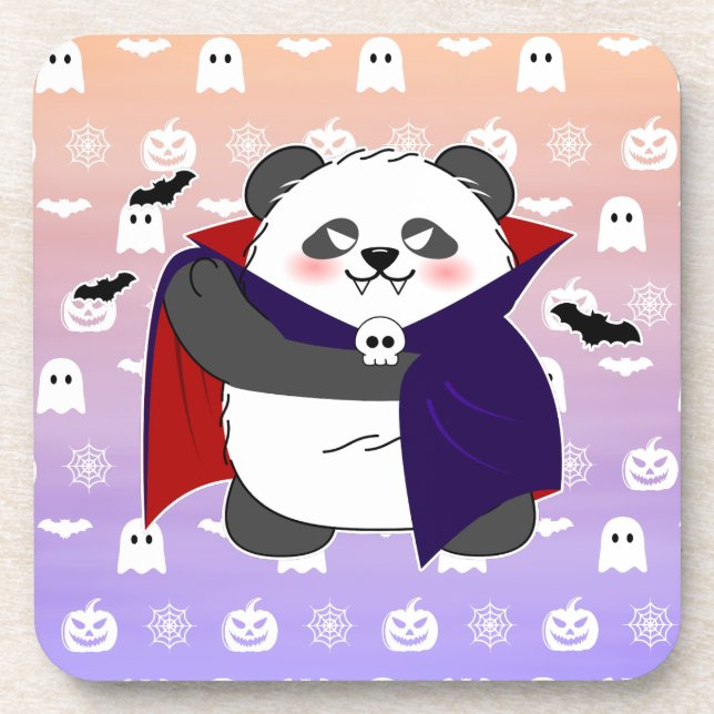Halloween Cute Baby Panda Dracula Vampire Coaster (Front)