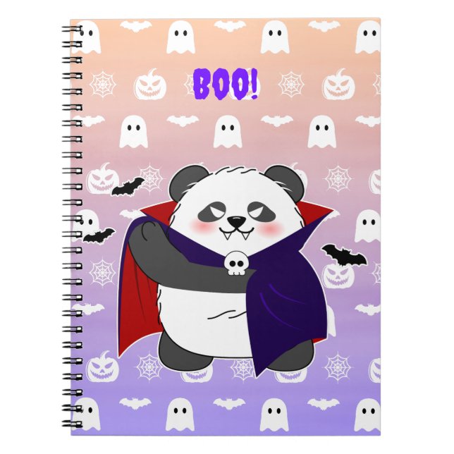 Halloween Cute Baby Panda Dracula Vampire Notebook (Front)