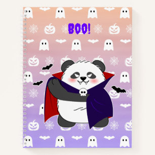 Halloween Cute Baby Panda Dracula Vampire Notebook