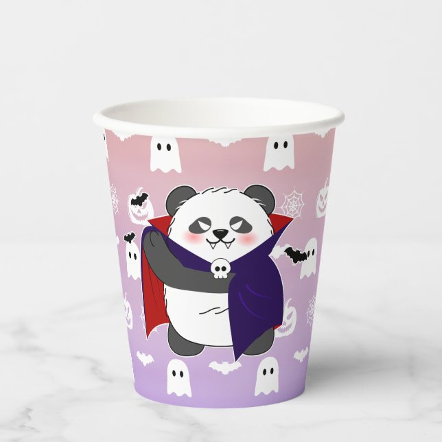 Halloween Cute Baby Panda Dracula Vampire Paper Cups (Front)