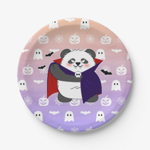 Halloween Cute Baby Panda Dracula Vampire Paper Plate