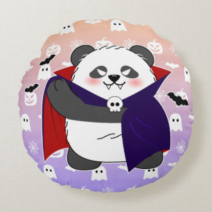 Halloween Cute Baby Panda Dracula Vampire Round Cushion