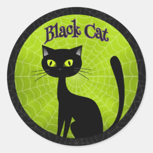 Halloween - Cute Black Cat Classic Round Sticker