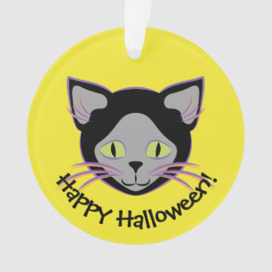 Halloween Cute Black Cat Face Ornament
