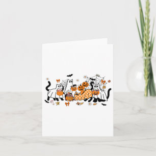 Halloween Cute Black Cats Ghost Costume Women Men  Card