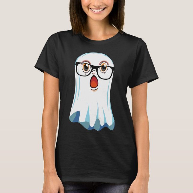 Halloween Cute Boo Ghost In Glasses Boys & Girls C T-Shirt (Front)