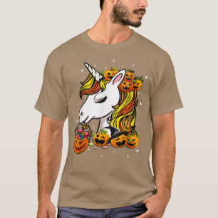 Halloween Cute Candy Corn Unicorn Halloween Pumpki T-Shirt