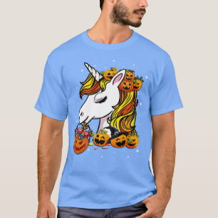 Halloween Cute Candy Corn Unicorn Halloween Pumpki T-Shirt