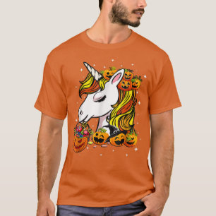 Halloween Cute Candy Corn Unicorn Halloween Pumpki T-Shirt