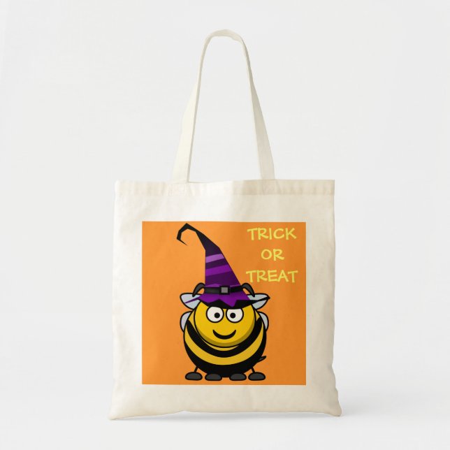 Halloween Cute Cartoon Bumble Bee with Witch Hat Tote Bag (Front)