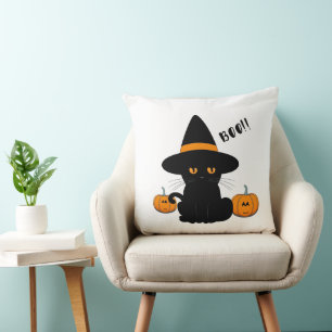 Halloween Cute Cartoon Friends, Black Baby Cat Cushion