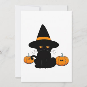 Halloween Cute Cartoon Friends, Black Baby Cat Holiday Card