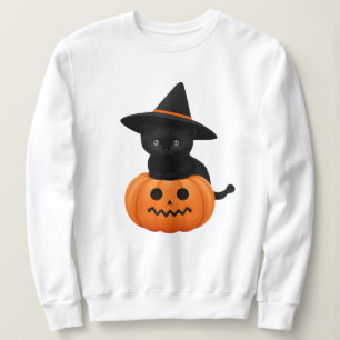 Halloween Cute Cartoon Friends, Black Baby Cat Sweatshirt
