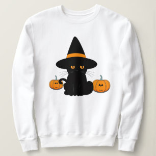 Halloween Cute Cartoon Friends, Black Baby Cat Sweatshirt