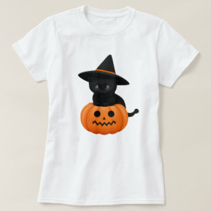 Halloween Cute Cartoon Friends, Black Baby Cat T-Shirt