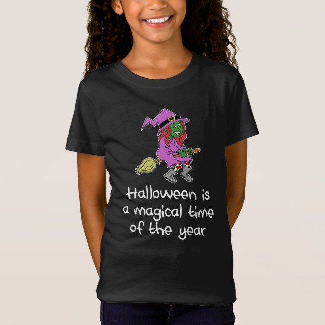 Halloween Cute Cartoon Witch T-Shirt (Front)