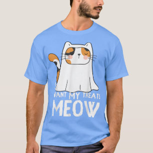 Halloween Cute Cat I Want My Treats Meows Funny Pe T-Shirt