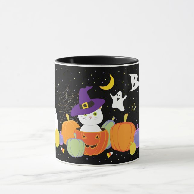 Halloween Cute Cat in Witch Hat Mug (Center)