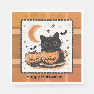 Halloween Cute Cat Pumpkin Napkin