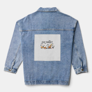 Halloween Cute Cats Sheet In Ghost Costume Women M Denim Jacket